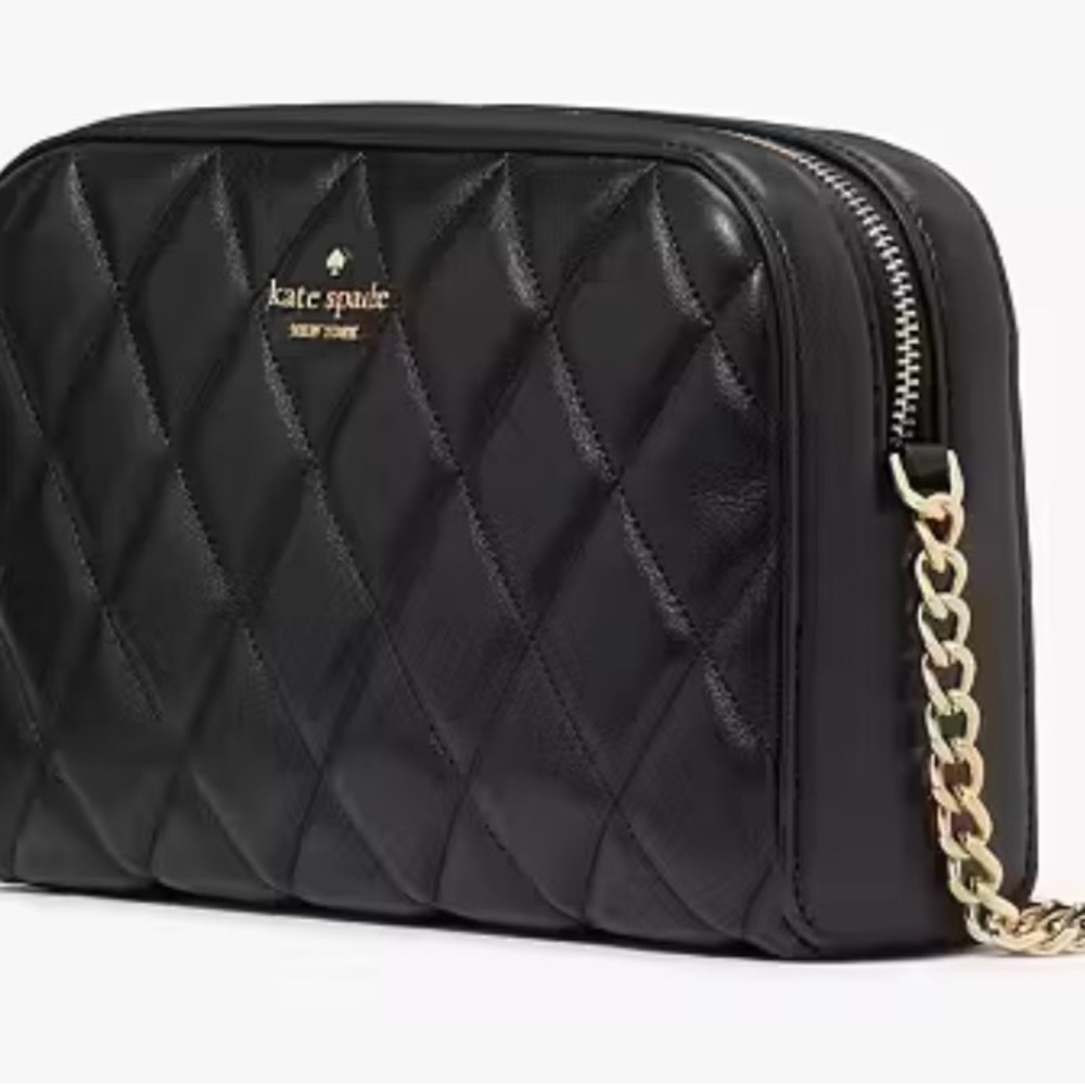 Kate Spade Black Quilted Carey Chain Camera Crossbody Bag - Picture 3 of 6